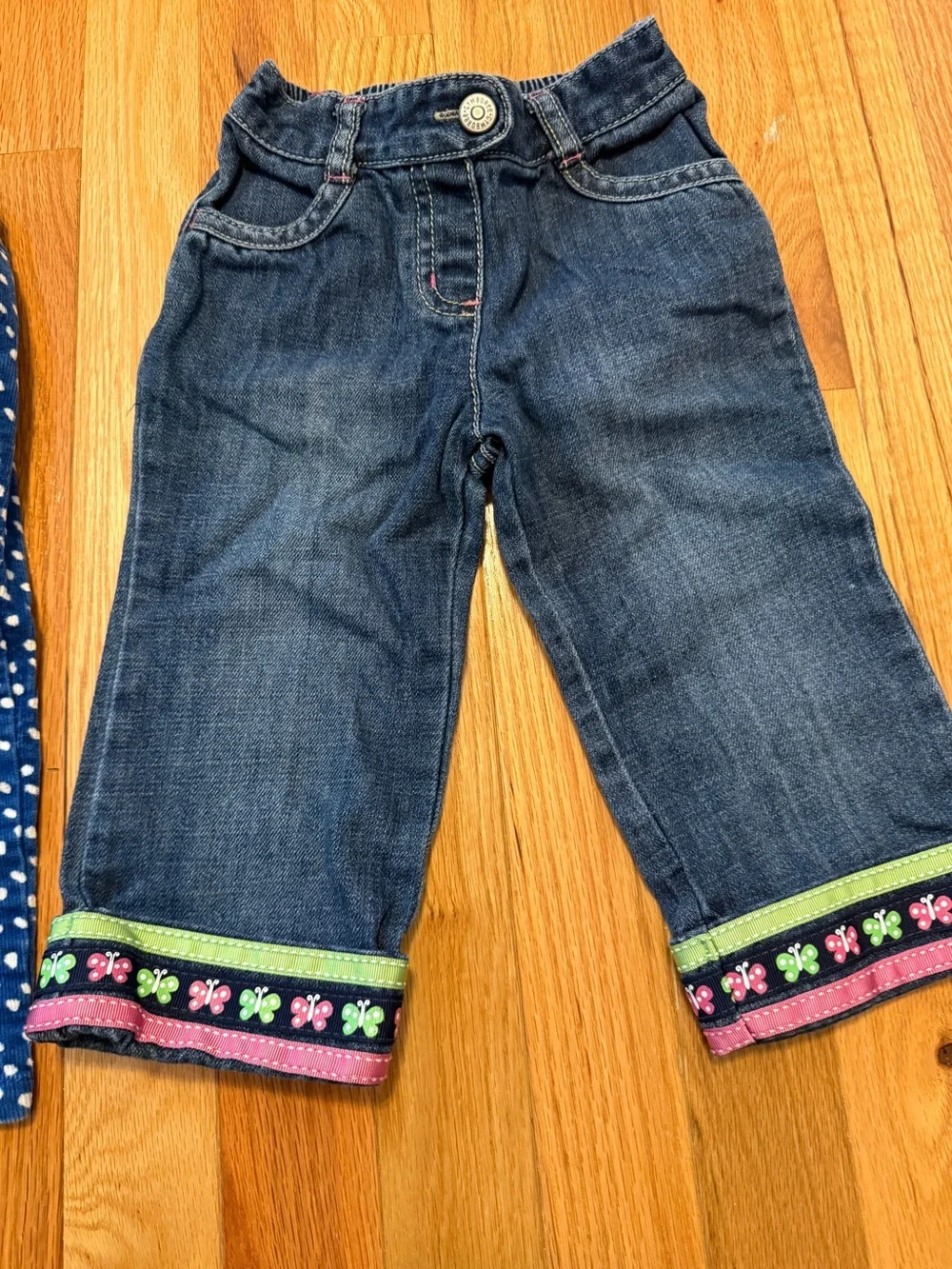 Kids Blue Polka Dot Corduroy & Dark Denim Jeans Set
